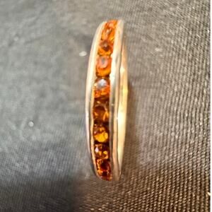 Sterling Silver Orange Swarovski Ring Size 8.5-9